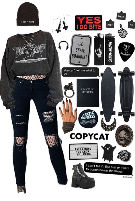 Cute Emo Concert Outfit, Goth And Emo Aesthetic, Edgy Asthetics Outfits, Alt Rock Style, Alternative Tomboy Outfits, Emo Thrift Outfits, Alt Girl Aesthetic Outfits, Alt Tomboy Outfits, 80s Emo Fashion