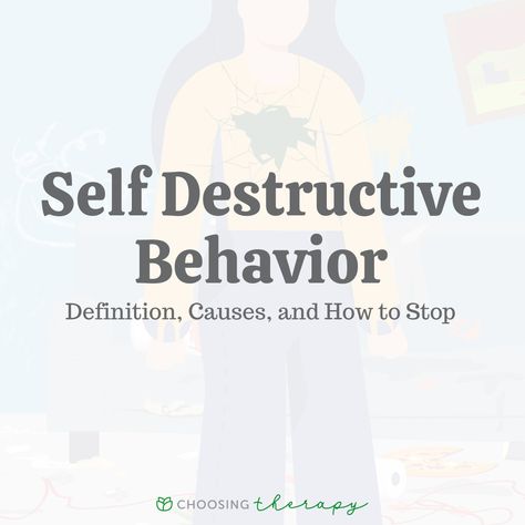 Self-destructive behavior refers to multiple patterns of behavior that are part of a spectrum that can vary from mildly to severely impacting an individual's life, safety, and health. On the milder end, these patterns may result in negative social, financial, or vocational impacts. However, the severe end of self-destructive tendencies can Signs Of Self Neglect, Crazy Making Behavior, Self Destruct Tendencies, Self Destructiveness, Patterns Of Behavior, Self Destruct, Quit Bad Habits, Destructive Behavior, Learned Helplessness