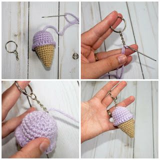 I had a request from a good friend to make a crochet ice cream cone keychain… how can I refuse?? These are so fun and Crochet Key Chains, Free Crochet Keychain, Crochet Ice Cream Cone, Crochet Ice Cream, Mini Ice Cream Cones, Yarn Winder, Keychain Pattern, Crochet Panda, Crochet Keychain Pattern