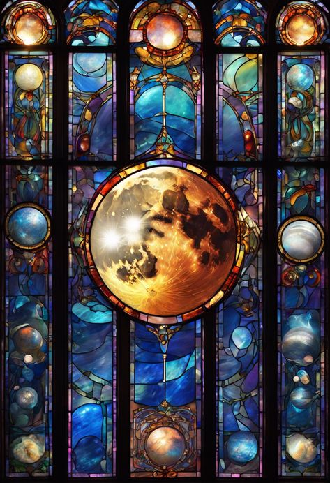 Celestial Stained Glass Gems Check more: https://paintlyx.com/celestial-stained-glass-gems/ Glass Gems, Stained Glass, Stain, Gems, Architecture, Glass