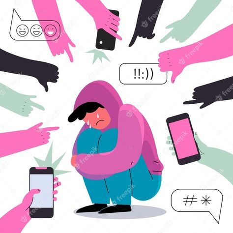 Internet Bully, Cyberbullying Poster Design, Cyberbullying Art, Social Media Psychology, Editorial Illustration Magazine, Motion Graphs, Social Media Art, Social Art, Character Design Animation