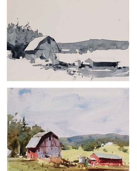 Landscape Architecture Watercolor, Andy Evansen Watercolors, Andy Evansen, Watercolor Study, Watercolor Barns, Southwest Landscape, Landscape Contemporary, Abstract Watercolor Landscape, Watercolour Landscape