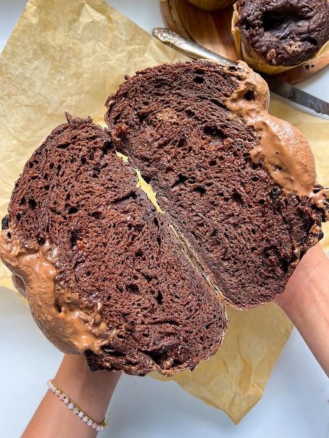 This Double Chocolate Sourdough Bread Loaf is inspired by those VIRAL Olympic Village Chocolate Muffins, except imagine crisp edges, chewy interior, and chocolate chunks throughout for a delicious breakfast toast! Chocolate Sourdough Bread, Sourdough Bread Loaf, Ricotta French Toast, Chocolate Sourdough, French Toast Bites, Sourdough English Muffins, Chocolate Muffin Recipe, Olympic Village, Lemon Ricotta