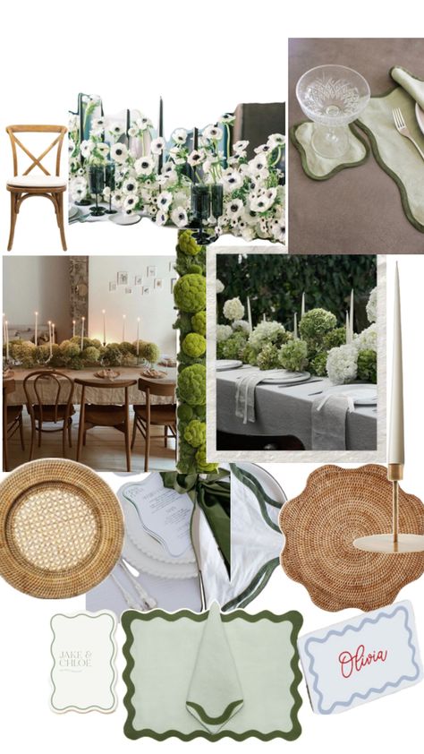 Spring table setting Olive Green Table Setting, Green Table Scape, Olive Green Table, Dinner Table Settings, Nye 2025, Green Table Settings, Green Tablescape, Spring Table Settings, Dinner Table Setting