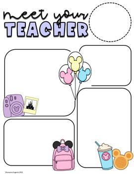 Meet the Teacher Editable Disney by Levanna Eugenio | TPT Meet The Teacher Backdrop, Meet Your Teacher, Pink Classroom, Elementary Special Education Classroom, Template Pastel, Disney Themed Classroom, Classroom Meetings, Toddler Lessons, Meet The Teacher Template