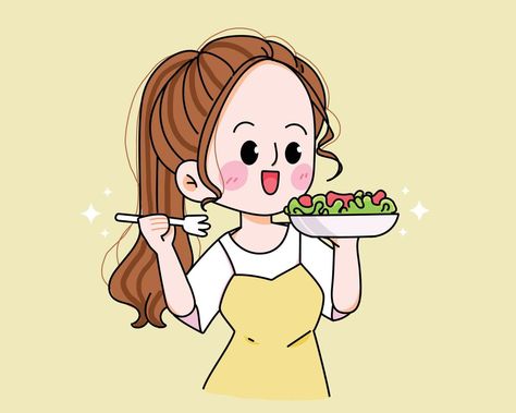 Cartoon Art Illustration, Healthy Food Diet, Woman Eating, Keto Gummies, Food Diet, Diet Meal, Eating Healthy, Young Woman, Art Illustration