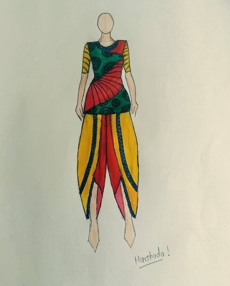 Dhoti Illustration Sketch, Dhoti Illustration, Illustration Art Fashion, Top Illustration, Art Fashion Design, Illustration Sketches, Art Fashion, Indian Wear, Fashion Designer