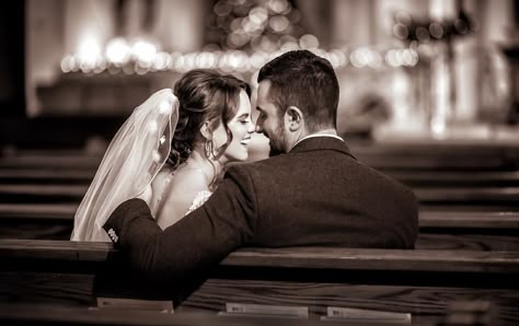 Catholic Church wedding. Church Wedding Photos, Wedding Catholic, Church Wedding Photography, Winter Wedding Planning, Church Pews, Wedding Portrait Poses, Bridal Photographs, Wedding Picture Poses, Catholic Wedding