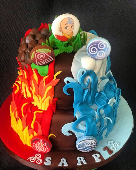 Avatar The Last Air Bender Cake, Avatar Cupcakes, Avatar The Last Airbender Cake, Atla Party, Avatar The Last Airbender Birthday, Avatar Birthday, Avatar Party, Minecraft Cakes, Movie Cake