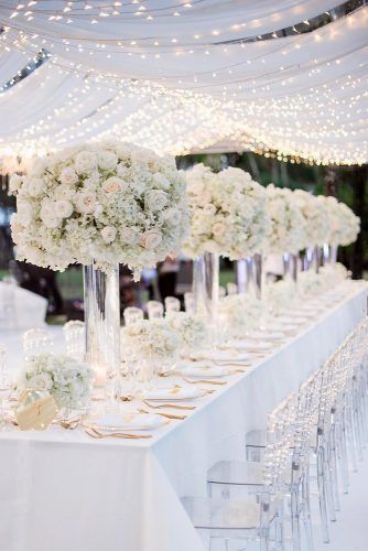 Wedding Tent Ideas For A Stunning Reception ★ See more: https://www.weddingforward.com/wedding-tent/8 Wedding Tent Ideas, Tent Ideas, White Wedding Decorations, Rustic Wedding Decorations, White Wedding Theme, Clear Vases, All White Wedding, Wedding Tent, Wedding Table Decorations