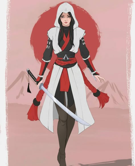 Assassins Creed Female Oc, Assassins Creed Japan, Assassins Creed Female, Assassins Creed Outfit, How To Draw Characters, Assassins Creed Art, Assassin Creed, Anime Warrior, Assassin’s Creed