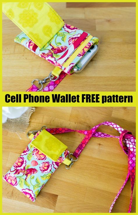 Here's a great FREE pattern to make a Cell Phone Wallet. Sometimes in life you only need to carry your phone and a couple of cards. For all those people then this is the wallet for you. #SewModernBags #FreeSewingPattern #SewingForFree #SewAPhoneWallet #PhoneWalletSewingPattern Cell Phone Wallet Pattern Free, Cross Body Phone Bag Pattern Free, Phone Bag Diy Free Pattern, Cell Phone Purse Pattern Free, Crossbody Cell Phone Purse Pattern Free, Cross Body Bag Pattern Free, Phone Purse Pattern, Phone Bag Diy, Wallet Pattern Free