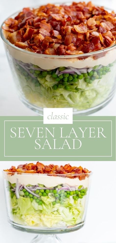 Overnight Salad, 7 Layer Salad, Layer Salad, Seven Layer Salad, Layered Salad Recipes, Julie Blanner, Layered Salad, Homemade Mayonnaise, Easy Summer Meals