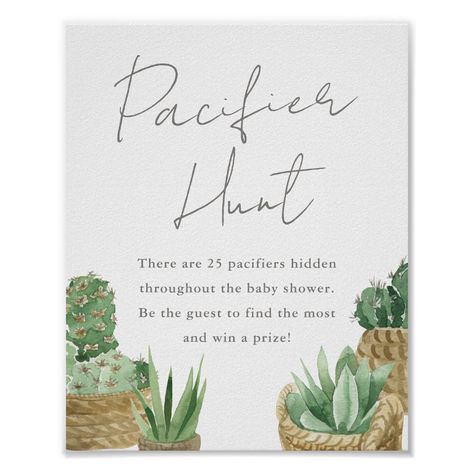 Simple Succulent Pacifier Hunt Baby Shower Poster March Baby Shower, Pacifier Hunt, Plant Illustrations, Baby Shower Brunch, Simple Baby Shower, Bloom Baby, Shower Inspiration, Modern Baby Shower, Cactus Plant