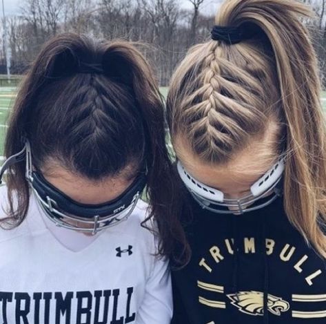 4 Braids Hairstyle, Cute Volleyball Hairstyles, Hair Pulled Back, Soccer Hairstyles, Soccer Hair, Softball Hairstyles, Shaved Side Hairstyles, Cheer Hair, Sport Hair