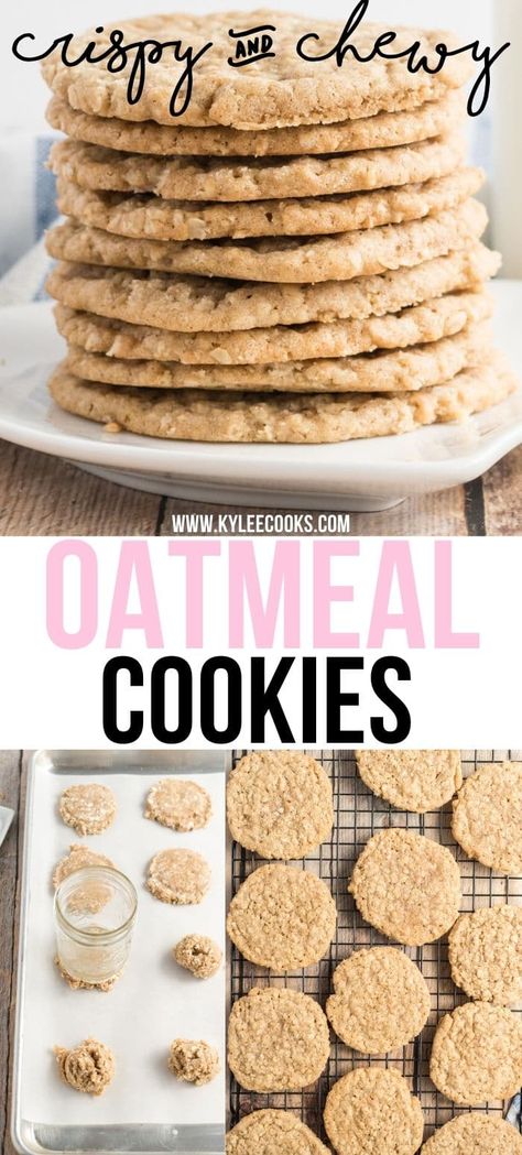 These crispy-chewy oatmeal cookies are the absolute BEST kind of cookie. Crisp, with a slight chew, lots of vanilla, and butter and EASY to make! #oatmeal #cookies #baking #kyleecooks Easy Oatmeal Cookies, Chewy Oatmeal Cookies, The Best Oatmeal, Oatmeal Cookies Easy, Best Oatmeal Cookies, Soft Cookie Recipe, Cookie Crisp, Oatmeal Cookies Chewy, Easy Oatmeal