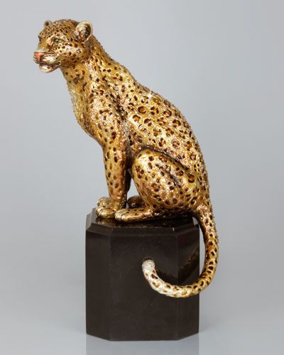 Sitting Leopard, Leopard Home Decor, Leopard Statue, Jay Strongwater, Lladro Porcelain, Glam Decor, African Safari, Leopards, Gold Decor