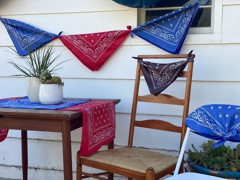 Use 1 bundle of bandanas for Pioneer Day décor! Here are the simple ideas Bandana Decor, July Activities, Pioneer Day, Simple Ideas, July Party, 4th July, Holiday Activities, Holiday Home Decor, Family Gatherings