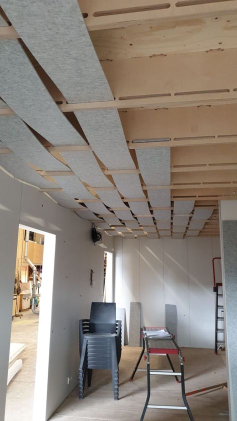 Interior Ceiling Design, Music Studio Room, Basement Ceiling, Ceiling Treatments, Diy Ikea, False Ceiling, The Ceiling, Acoustic Panels, Ikea Hacks