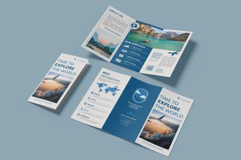 Travel Agency Trifold Brochure, Print Templates ft. travel & adventure - Envato Elements Travel Brochure Design, Adventure Vacation, Portfolio Brochures, Blog Video, Template Site, Music Logo, Travel Brochure, Trifold Brochure, Music Design