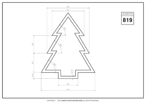 2D CAD EXERCISES 819 - STUDYCADCAM Autocad Exercises, Learn Autocad, 3d Geometry, School House Rock, Drawing Exercises, Linear Design, Autocad Drawing, Model Drawing, Cad Design