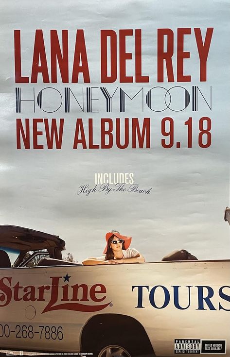 Lana Del Rey Tour, Honeymoon Album, Lana Del Rey Poster, Lana Del Rey News, Lana Del Rey Honeymoon, High By The Beach, Lana Del Rey Vinyl, Space Drawings, Promotional Poster