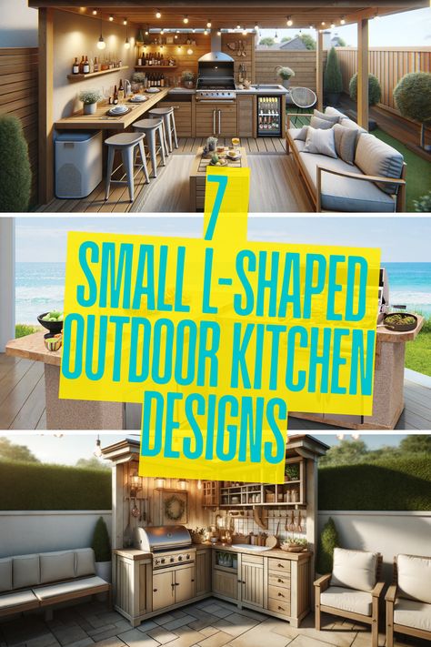 Upgrade your outdoor space with these 7 most popular small L-shaped outdoor kitchen designs! Perfect for tight spaces, these layouts balance style and functionality, offering room for cooking, grilling, and entertaining. From a rustic retreat to a modern minimalist setup, there’s a design for every vibe. Whether you’re dreaming of a tropical paradise or a farmhouse-inspired haven, these ideas will transform your backyard. Explore the full list and find your perfect fit! L Shaped Outdoor Kitchen, Outdoor Living Small Spaces, Minimalist Setup, Small Backyards, Outdoor Kitchen Island, House Essentials, Small Kitchen Ideas, Backyard Kitchen, Best Coffee Maker