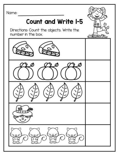 Count the objects and write the number in the box. Kindergarten Math Worksheets Counting, Count And Write, Halloween Math Worksheets, Nursery Worksheets, Fall Preschool Activities, Free Preschool Worksheets, Preschool Math Worksheets, Kids Math Worksheets, Numbers Preschool