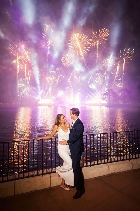 Disney Wedding Photography, Disney Elopement, Epcot Wedding, Disneyland Wedding, Fireworks Pictures, Disney Bride, Engagement Shots, Disney Fairy Tale Weddings, Dessert Party