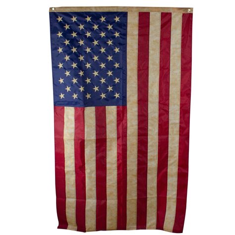 Find the Patriotic Tea-Stained Embroidered American Flag with Grommets at Michaels. com. Celebrate your patriotism this summer with our vintage style tea-stained red white and blue USA flag. Celebrate your patriotism this summer with our vintage style tea-stained red white and blue USA flag. It comes with beautifully embroidered stars and double-stitched stripes with brass grommets for hanging. Perfect for displaying in your garden or inside your home for the 4th of July or Memorial Day. Details Best Flags, Embroidered Stars, Outdoor House, July Decor, Americana Decor, Red Tea, 4th Of July Decorations, Accent Wall Decor, Tea Stains