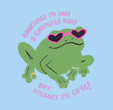 Frog Illustration Cute, Frog Art Aesthetic, Positive Monday, Frog Illustration, Stream Of Consciousness, Cute Frog, Frog Art, Movie Gift, Phone Wallpaper Patterns