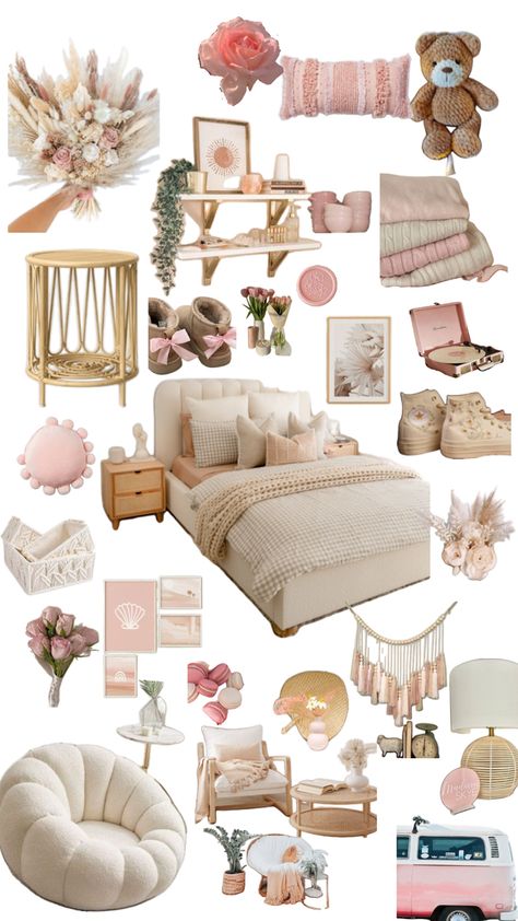 Muted pink boho room design with beige accents and coral colors Girl Room Ideas Teenagers Aesthetic, Girl Teen Room Ideas, Teen Girl Bedroom Mood Board, Pink Teenage Girl Bedroom, Teen Girl Room Aesthetic, Bohemian Teen Bedroom, Cute Teen Girl Bedroom Ideas, Pink Boho Room, Teen Shared Bedroom