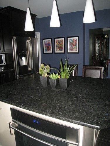 Volga Blue granite island- modern kitchen. Visit globalgranite.com for your natural stone needs. Volga Blue Granite, Granite Installation, Granite Island, Blue Granite, Granite Kitchen, House Remodel, Marble Granite, Home Remodeling, Modern Kitchen