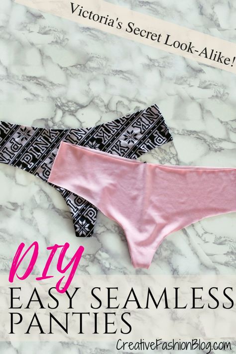 How to make easy seamless DIY panties .. A simple Victorias Secret lingerie knockoff tutorial Victorias Secret Lingerie, Panties Pattern, Lingerie Victoria Secret, Seamless Panties, Thrift Store Upcycle, Diy Fashion Trends, Diy Clothes Refashion, Sewing Lingerie, Diy Vetement