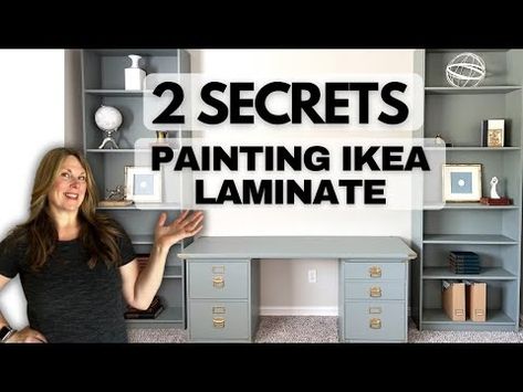 (6) How to Paint IKEA Laminate Furniture plus 1 bonus secret! - YouTube Bookcases Ikea, Billy Bookcases, Laminate Furniture, Ikea Billy Bookcase, Ikea Billy, Billy Bookcase, Ikea Cabinets, Ikea Furniture, Painting Cabinets