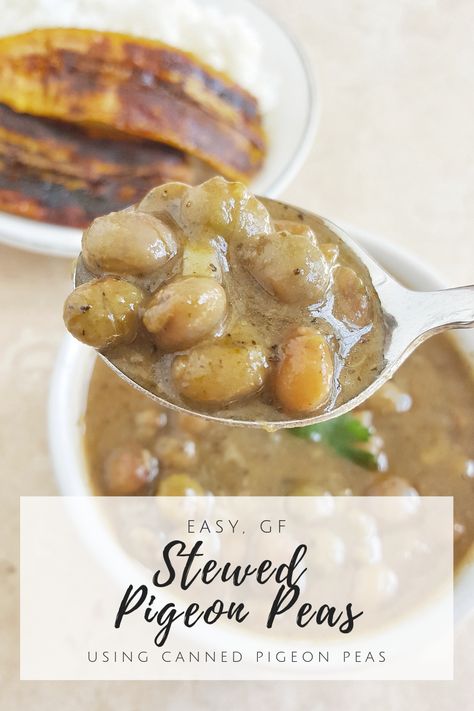 Stew Pigeon Peas Recipe, Pigeon Pea Recipes, Green Pigeon Peas Recipes, Stew Peas Jamaican Recipe, Fufilling Food, Pigeon Peas Recipe, Haitian Recipes, Caribbean Dishes, Stew Peas