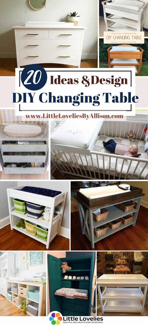 A changing table or changing pad is an elevated platform that allows for easy changing of a baby’s diapers. The right kind of changing table should put you at a comfortable height for all things diaper related, whilst also having compartments to hold the necessary supplies at close reach to you and in an organized manner. While some may argue thata changing table is not an absolute necessity, it makes the chore of #ChangingTable Diy Changing Table Plans, Changing Table Toy Storage, Creative Changing Table Ideas, Dresser To Changing Table Diy, Repurposed Changing Table Ideas, Ikea Change Table Hack, Diy Changing Station, Diy Changing Table Ideas, Diaper Changing Dresser