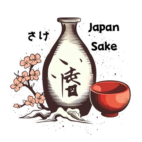 Sake Label Design, Sake Aesthetic, Sake Illustration, Emoji Japanese, Buildings Reference, Photo Japon, Chinese Paper, Alcoholic Drink, Sake Set