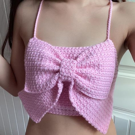 I might be biased but you should probably buy this on Depop 👍 https://depop.app.link/IxWgRyHdRsb Crochet Bow Tie, Crochet Bow Ties, Festival Crochet, Crochet Bow, Men Crochet, Crochet Top Outfit, Mode Crochet, Crochet Bows, Aesthetic Crochet