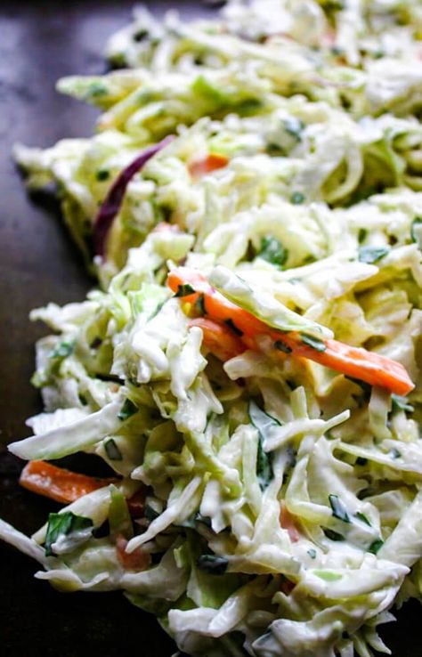 Creamy sweet cilantro coleslaw with fresh chopped cilantro that gives this recipe an amazing fresh flavor. Perk up any coleslaw with this Applebees Coleslaw CopyCat Recipe. Applebee's Coleslaw Recipe, Applebees Coleslaw, Cilantro Coleslaw, Basil Goat Cheese, Coleslaw Recipes, Cilantro Recipes, Scd Diet, Cilantro Pesto, Challenge Instagram