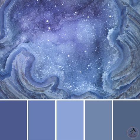 Colour Palette made from blue Druzy Agate Silver Blue Color Palette, Icy Color Palette, Ice Moodboard, Crystal Color Palette, Silence Glaive, Pallete Color, Crystals Blue, Leather Beads, Colour Therapy