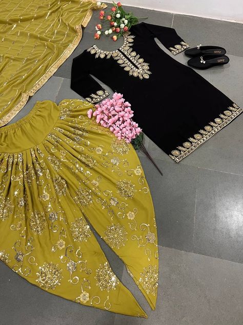 Dhoti Salwar Suits, Mirror Hand Work, Dhoti Salwar, Bridesmaid Photoshoot, Cotton Dupatta, Sequence Work, Party Wear Indian Dresses, Embroidered Wedding, Stylish Dress Book