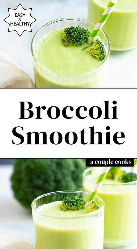 A broccoli smoothie makes eating this nutritious vegetable easy as pie! Blended with fruit and yogurt, it's a deliciously healthy snack. #broccoli #smoothie #broccolismoothie Broccoli Smoothie, Fruit And Yogurt, Broccoli Nutrition, Winter Salad Recipes, Blueberry Banana Smoothie, Veggie Smoothies, Vegetarian Cookbook, Couple Cooking, Vegan Salad Recipes