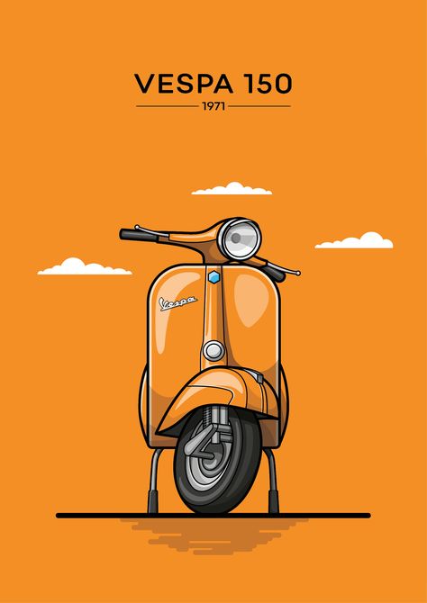 www.axel-brzoska.de Vespa Wallpaper, Vespa Illustration, Vespa 150, T Shirt Logo Design, Art Tshirt, Explore City, Childhood Memories 70s, Shirt Logo Design, Desktop Wallpaper Art