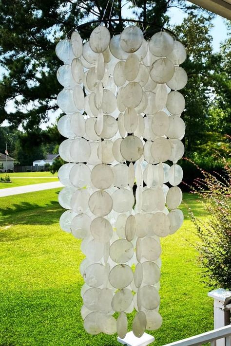 Capiz Wind Chime Capiz Wind Chimes, Capiz Chandelier, Shell Wind Chimes, Capiz Shell, Soothing Sounds, Wind Chime, Zen Garden, The Coast, Wind Chimes