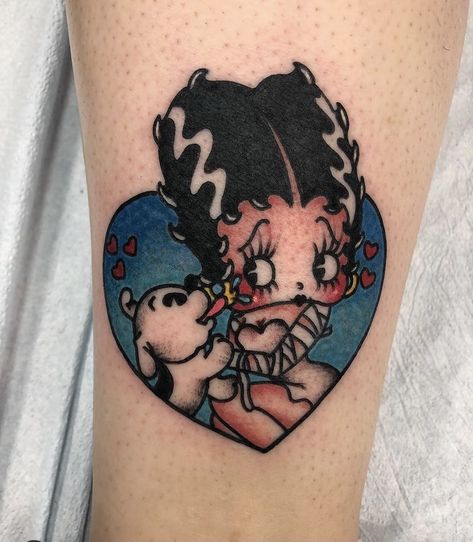 Spooky Betty Boop Tattoo, Betty Boop Halloween Tattoo, Betty Boop Fairy Tattoo, Betty Boop Cherry Tattoo, Homies Tattoo, Vintage Cartoon Tattoo, Betty Boop Tattoo, Kewpie Tattoo, Betty Boop Tattoos