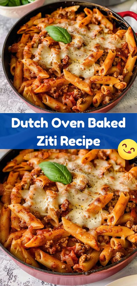 Keto Dutch Oven Baked Ziti: Delicious, low-carb comfort food. Easy, cheesy, and perfect for any meal. Oven Baked Ziti, Dutch Oven Pasta Recipes, Le Creuset Dutch Oven Recipes, Easy Dutch Oven Recipes, Easy Oven Recipes, Ziti Recipe, Le Creuset Dutch Oven, Ziti Recipes, Baked Ziti Recipe