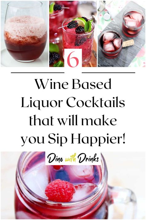 Collage of 4 wine based liquor cocktails. Wine Based Drinks, Wine Based Cocktails, Unique Drinks, Unique Drink, Wine Night, Party Mix, Cocktail Drinks Recipes, Wine Cocktails, Wine Lover