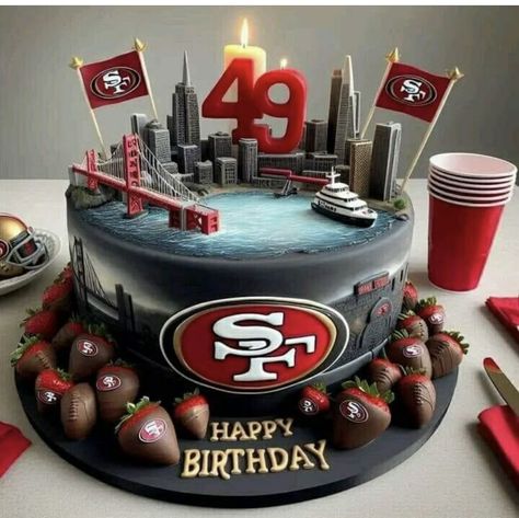 49ers Football Party, San Francisco 49ers Cake, 49ers Birthday Party, 49ers Birthday, 49ers Cake, Nfl Cake, Jack Daniels Cake, Halloween Class Party, Football Crafts