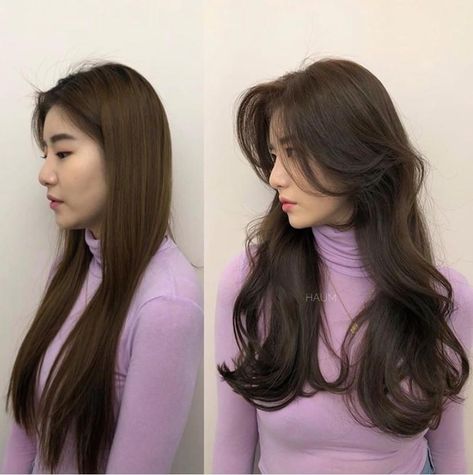 Korean Long Hair, Haircuts For Long Hair With Layers, Hair Inspiration Long, Bangs With Medium Hair, Hairstyles For Layered Hair, Long Brown Hair, Haircuts For Medium Hair, Haircuts Straight Hair, Long Hair With Bangs